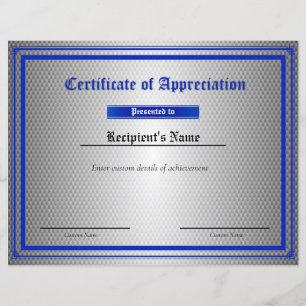 Papier Certificat d'indicateur de ligne bleue mince perso