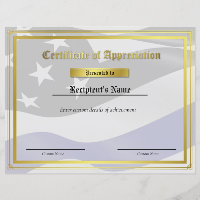 Papier Certificat d'indicateur de ligne bleue mince perso (Devant)