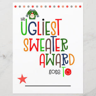Papier Certificat du gagnant du prix du pull le plus gros