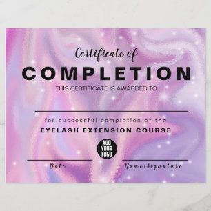 Papier Certificat holographique violet d'achèvement
