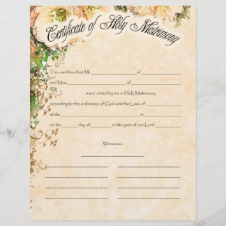 Papier Certificat mariage