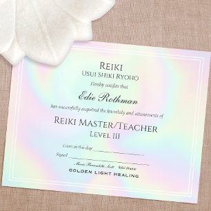 Papier Certificat Master de fin de carrière Reiki