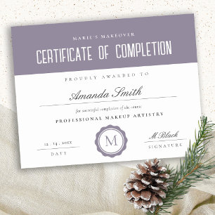 Papier Certificat minimal d'achèvement du prêteur