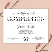 Certificat minimaliste d'achèvement du cours