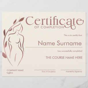 Papier Certificat minimaliste de la sculpture du corps d'
