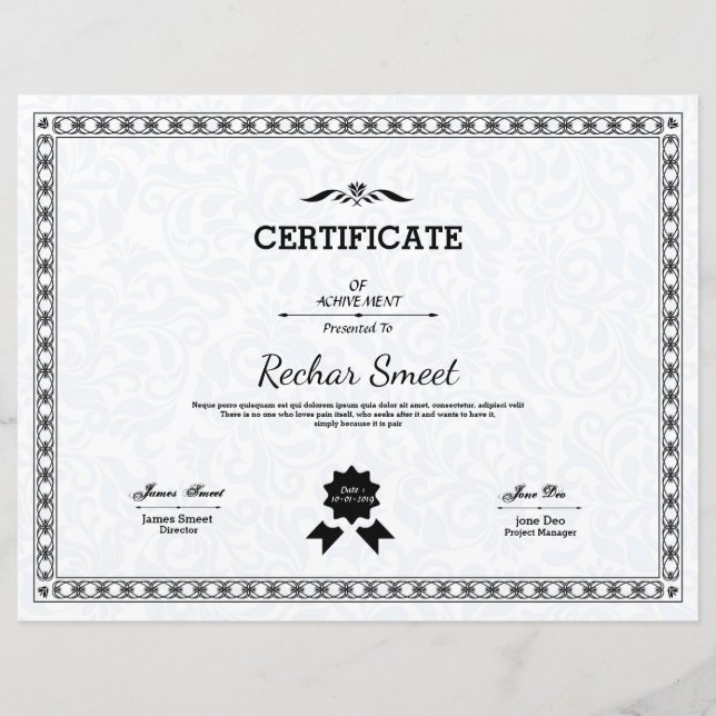 Papier Certificat multifonction (Devant)