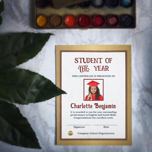 Papier Certificat photo de l'étudiant de l'année Personna (Créateur téléchargé)