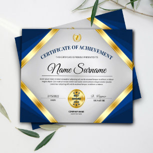 Papier Certificat professionnel Prix d'excellence