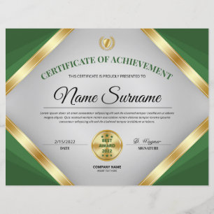 Papier Certificat professionnel Prix d'excellence