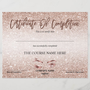 Papier Certificate of Completion Award lashes course