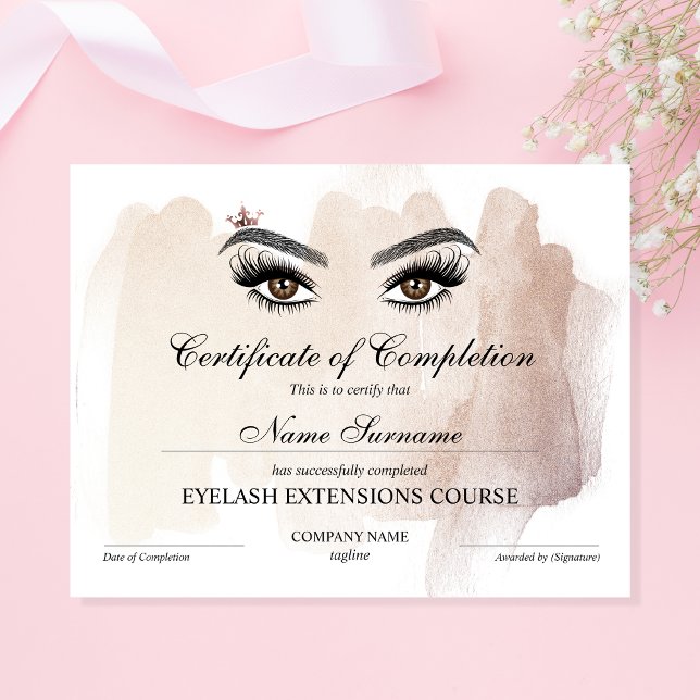 Papier Certificate of Completion Award lashes course (Créateur téléchargé)