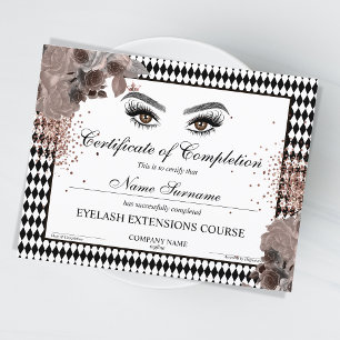 Papier Certificate of Completion Award lashes course