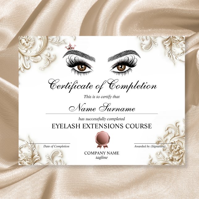 Papier Certificate of Completion Award lashes course (Créateur téléchargé)