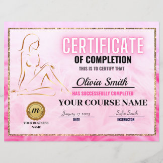 Papier Certificate of Completion Template, Body Sculpting