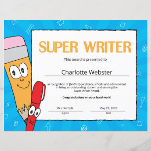 Papier Certificats de reconnaissance de l'élève Super Wri