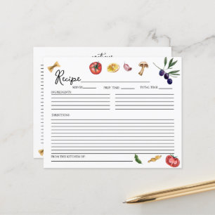 Papier C'est Amore Italien inspiré Recette Card