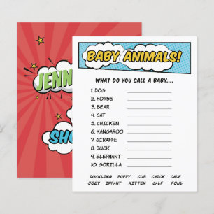 Papier C'Est Un Boy Comic Book Superhero Baby Animals Jeu