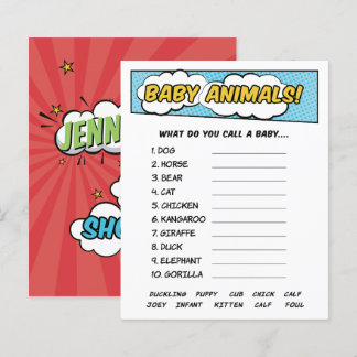 Papier C'Est Un Boy Comic Book Superhero Baby Animals Jeu