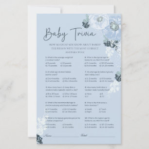 Papier C'est un garçon Blue Floral Baby shower Trivia Gam