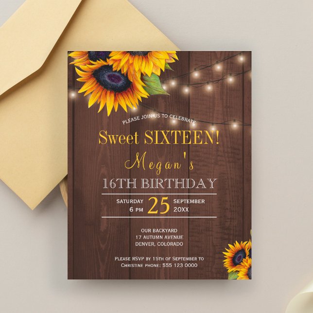 Papier Chaîne de lumières tournesols rustique chic Sweet  (Créateur téléchargé)