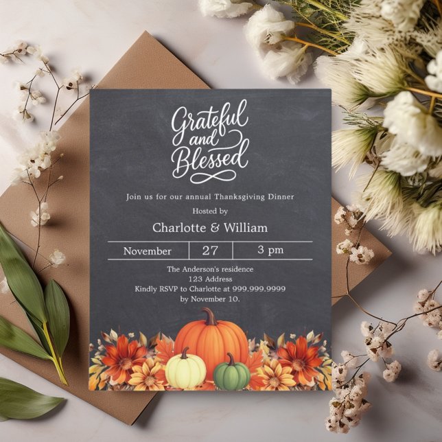 Papier Chalet de citrouille béni Thanksgiving invitation (Créateur téléchargé)