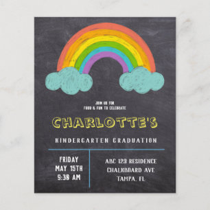 Papier Chalkboard Arc-en-ciel Enfants Invitation de diplô