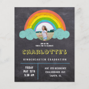 Papier Chalkboard Arc-en-ciel Enfants Invitation de diplô