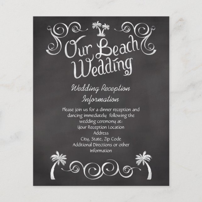 Papier Chalkboard Palm Tree Beach Mariage Insérer (Devant)