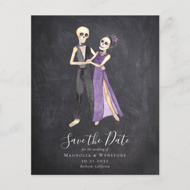 Papier Chalkboard Skeleton Couple Halloween Enregistrer l (Devant)