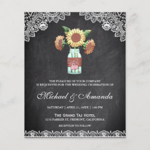 Papier Chalkboard Sunflowers Budget Faire-part de mariage