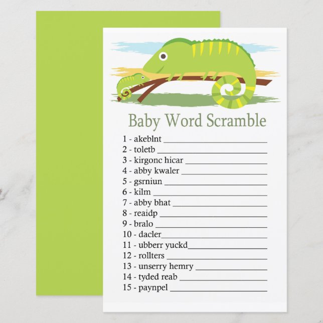 Papier Chameleon Baby jeu de mots brouillage (Devant / Derrière)