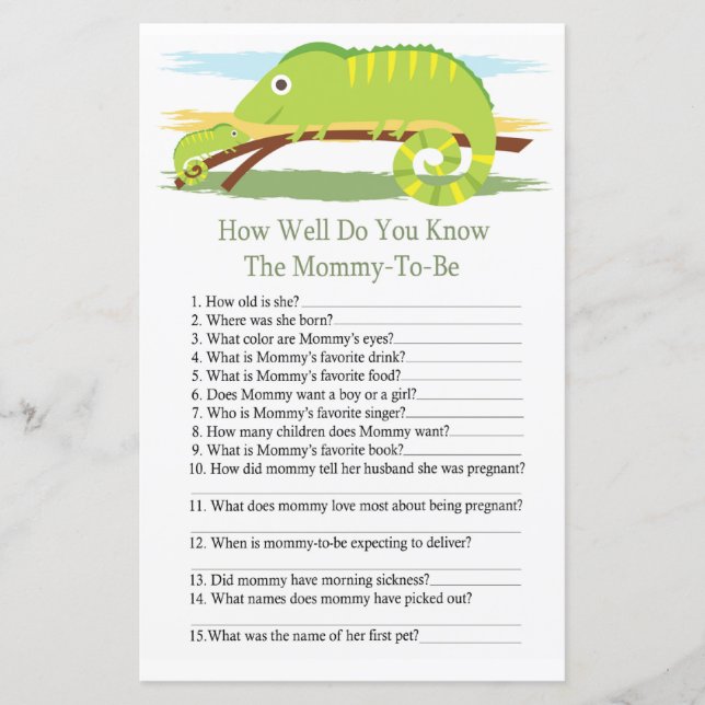 Papier Chameleon Comme vous connaissez bien le jeu de bab (Devant)