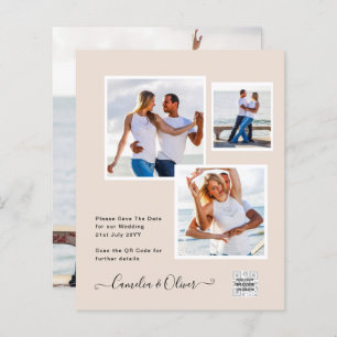 Papier Champagne Blush PHOTO Faire-part de mariage QR Cod