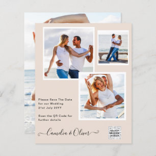 Papier Champagne Blush PHOTO Faire-part de mariage QR Cod