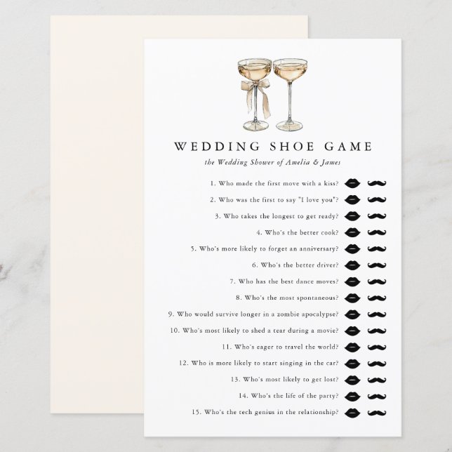 Papier Champagne Mariage Chaussure Fête des mariées Modèl (Devant / Derrière)