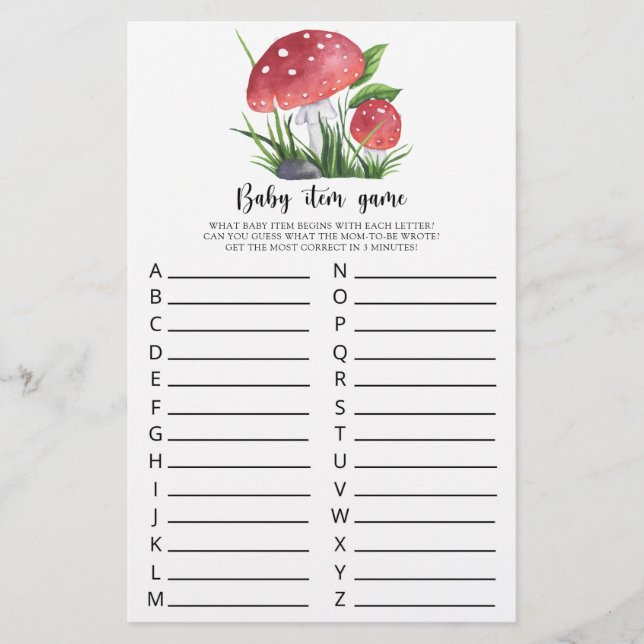 Papier Champignons de automne Baby shower bébé article je (Devant)