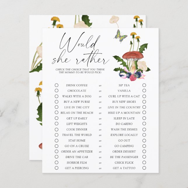 Papier champignons de la forêt d'automne - Elle préfère l (Devant / Derrière)