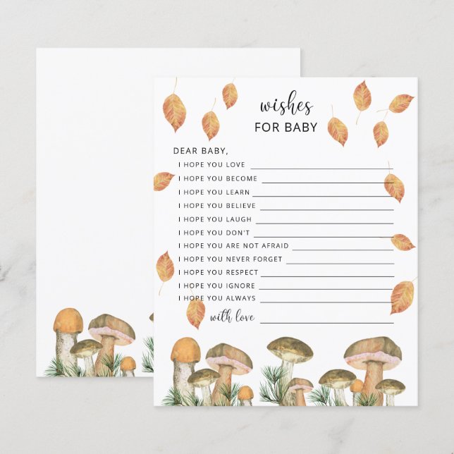 Papier Champignons forestiers - voeux pour bébé (Devant / Derrière)