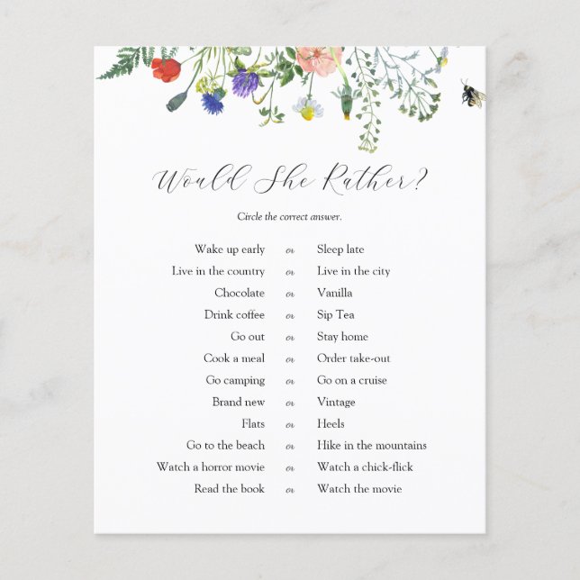 Papier Champs fleurs sauvages et abeilles préféreraient-e (Devant)