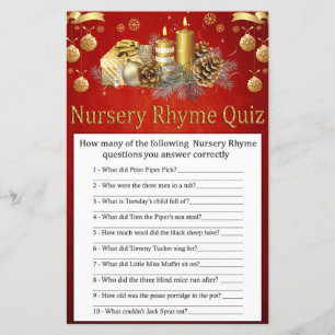 Papier Chandelles de Noël Nursery Rhyme Quiz baby shower