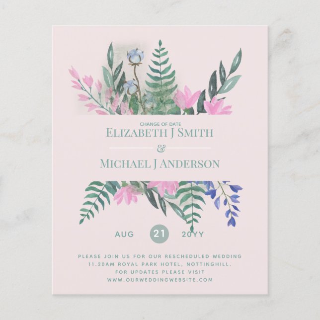 Papier Changement de date Plans Report Fleur sauvage Chic (Devant)