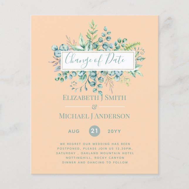 Papier Changement de plan Date Greenery Eucalyptus Event (Devant)