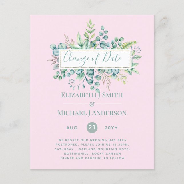 Papier Changement de plan Date Greenery Eucalyptus Event (Devant)