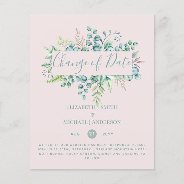 Papier Changement de plan Date Greenery Eucalyptus Event (Devant)