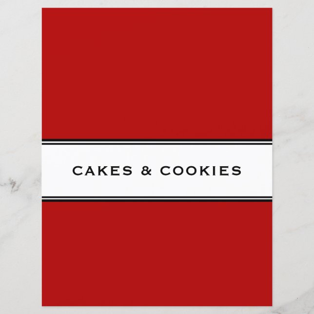 Papier Chapitre de recette | Cakes Cookies | Noir rouge e (Dos)