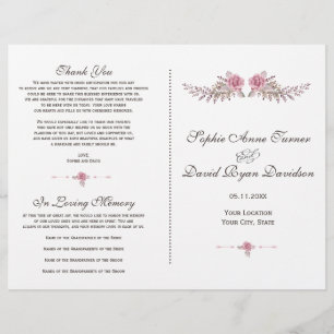 Papier Charm Bourgogne Red Marsala Floral Wedding Program