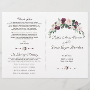 Papier Charm Burgundy Blush Ivory Floral Wedding Programm