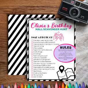 Papier Chasse au trésor, Jeu d'anniversaire Tween Girl
