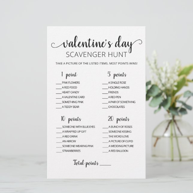 Papier Chasse au trésor modifiable Jeu de la Saint-Valent (Debout devant)