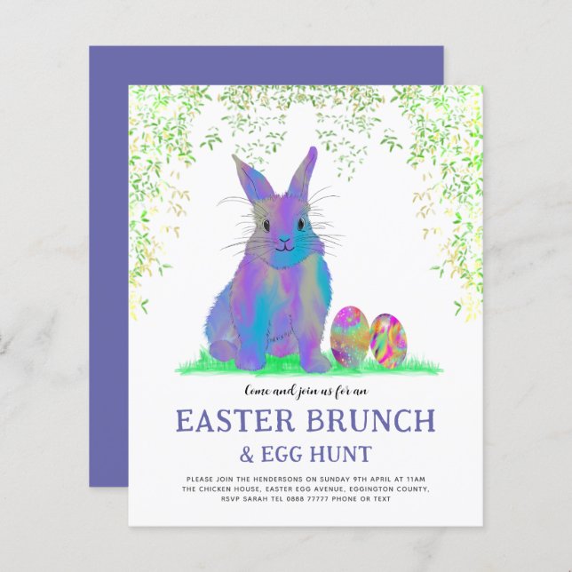 Papier Chasse aux oeufs de lapin de Pâques et Brunch Purp (Devant / Derrière)
